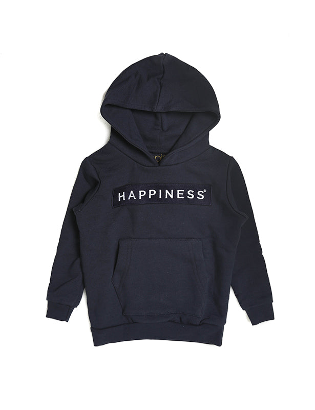 Felpa Cappuccio Kids Con Patch Happiness Blu Scuro - Happiness Shop Online