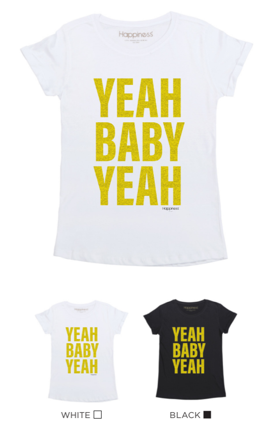 T-Shirt Bimba - Yeah Baby Yeah - Glitter - Happiness Shop Online