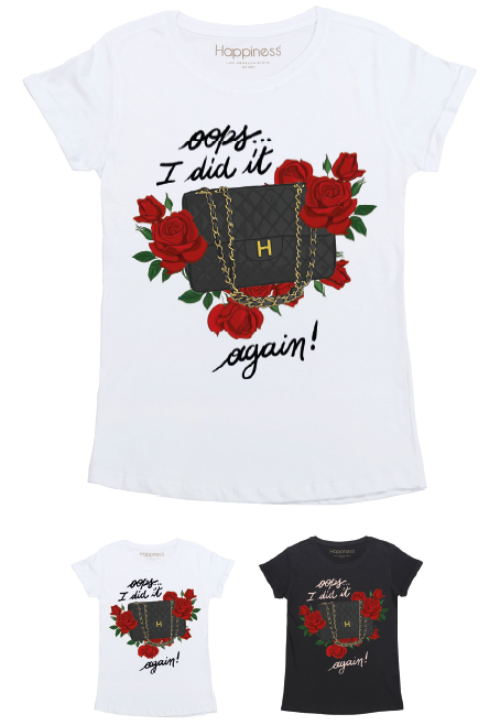 T-Shirt Donna - Borsa e Rose - Happiness Shop Online
