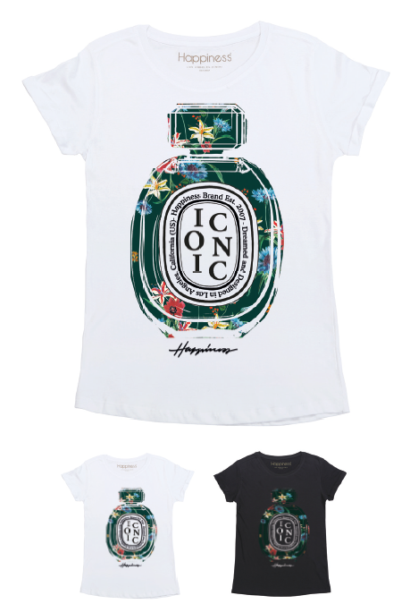 T-Shirt Donna - Green Iconic Flower Perfume - Happiness Shop Online