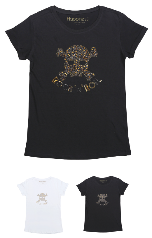 T-Shirt Donna - Rnr Skull Strass Mix - Happiness Shop Online