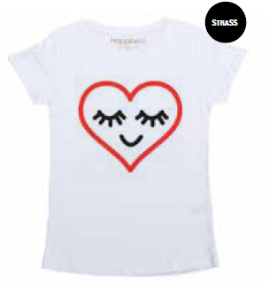 T-Shirt Bambina - Heart Strass - Happiness Shop Online