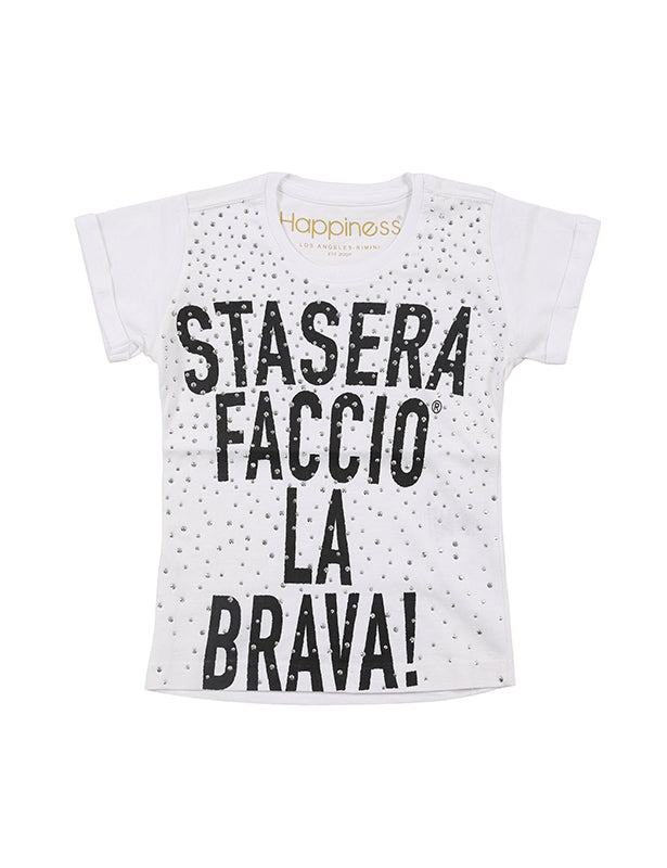 T-Shirt Bambina - Stasera Faccio La Brava Strass - Happiness Shop Online