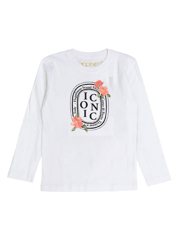 T-Shirt Long Sleeves Bambina - Quadro Iconic Flowers - Happiness Shop Online