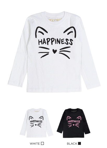 T-Shirt Long Sleeves Bimba - Cat Happiness - Laminata - Happiness Shop Online